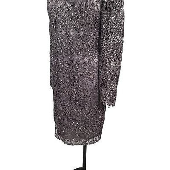 Kay Unger Dress Silver Shimmer Sequin Womens Size 6 Wedding Party Cruise Holiday - Picture 12 of 13